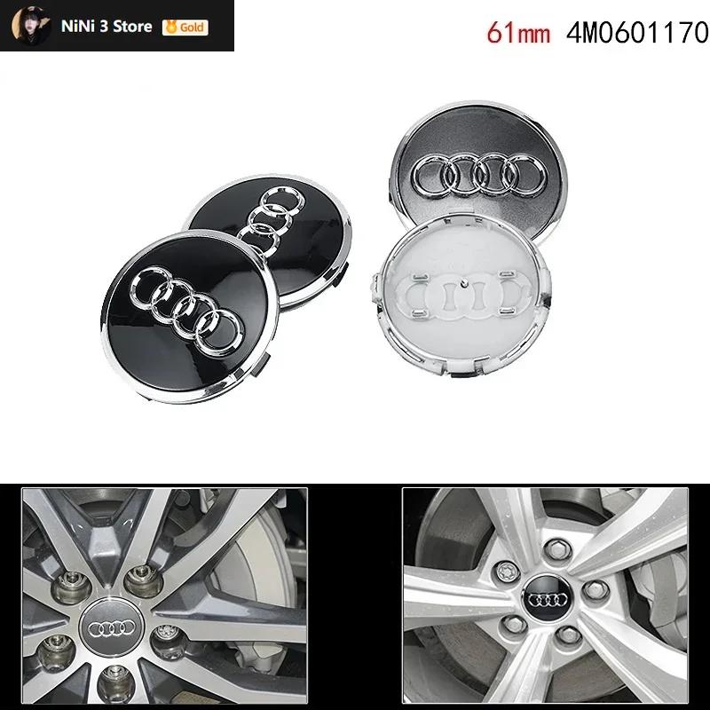 61mm for Audi A3 A4 A5 A6 A7 A8 S4 S6 Q5 Q7 Covers Badge Accessories Wheel Cap Label 4pcs Wheel Center Cap Emblem Hub