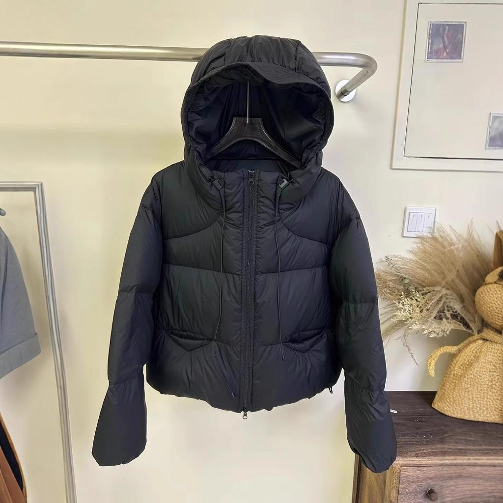 Winter new bud hat thickened down jacket women's short casual versatile white duck down hooded jacket