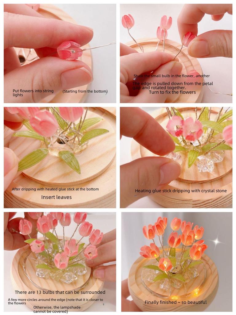 Светодиодный ночник-тюльпан: Искусственный цветок для спальни, средство для сна, подарок на день рождения для нее, атмосферный светодиодный светильник для китайского Дня святого Валентина