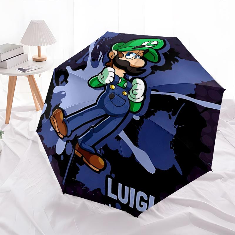 1pc Luigi's Splash Adventure Pattern Umbrella, Fashionable, Personalized, High-Value Folding Umbrella, a Must-Have for Summer, 8-Rib Durable Iron