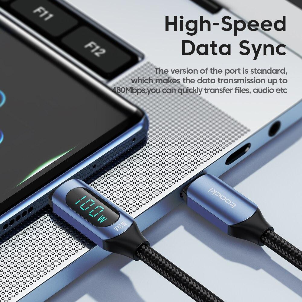 Toocki Type C to Type C Cable 100W PD Fast Charging Charger USB C to USB C Display Cable For Xiaomi POCO F3 Realme Macbook iPad 4