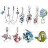 Ocean Series Diy Charms Bead Original Copper Seahorse Jellyfish Sea Lion Pendants Fit Bracelet Jewelry Gift Marking