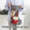 Christmas Stocking, Large Christmas Sock to Hang, Design Santa Claus, Reindeer and Snowmen