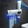 Bathroom Holder Automatic Toothbrush Toothpaste Dispenser Set Dustproof Sticky Suction Wall Mounted Toothpaste Squeezer