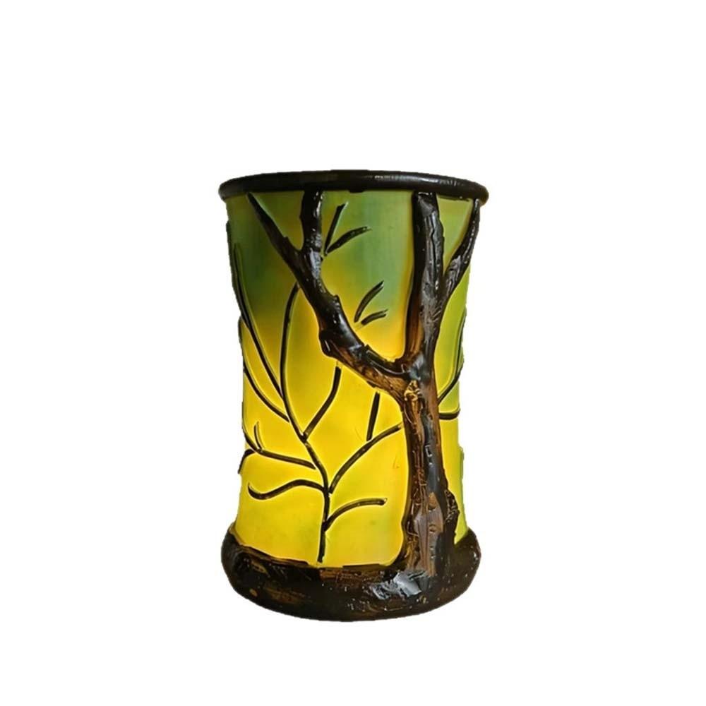 Vintage Table Lamp Forest Tree Silhouette Desk Lamp Candle Holder Night Light Office Desk