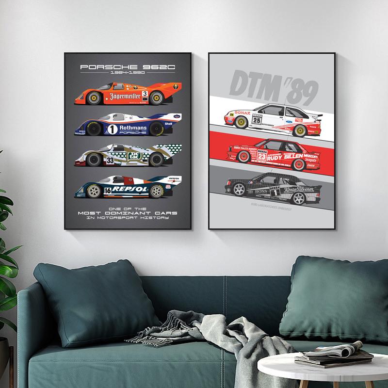Классический гоночный автомобиль LE MANS, постер с принтом на холсте, картина для домашнего декора, Настенная картина для гостиной, офиса, безрамное Cuadros, без рамки