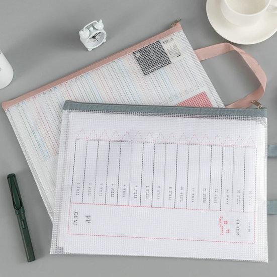 Transparent File Holder Zipper Bag with Handle PVC Waterproof Large Capacity Document Storage Bag Office Supplies