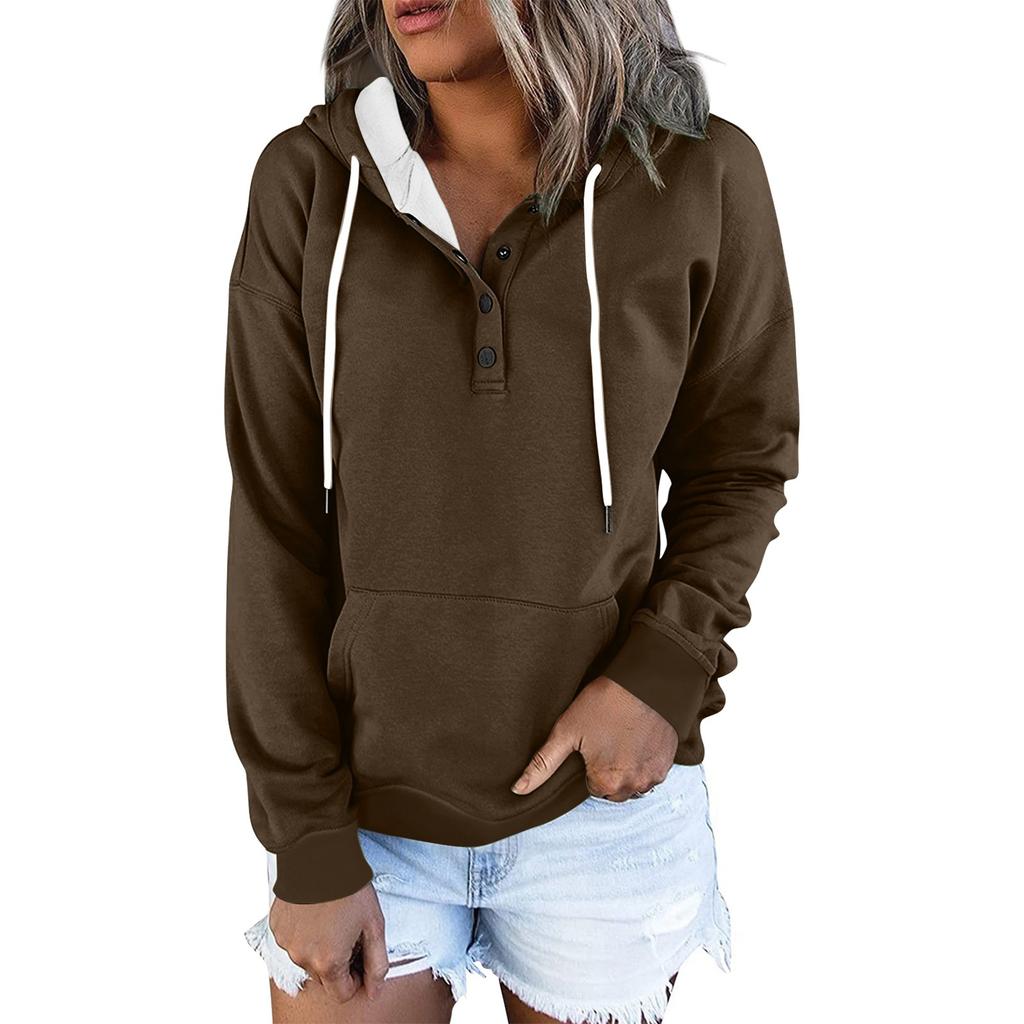Women's Casual Fashion Solid Color Long Sleeve Pullover Hoodies Sweatshirts