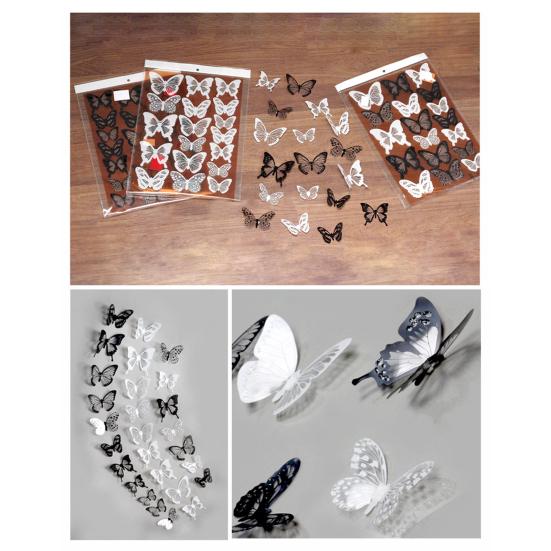18Pcs/Set Ornamental Removable Exquisite Transparent Simulated Butterfly Wall Stickers Room Decor Wall Art Stickers AVE
