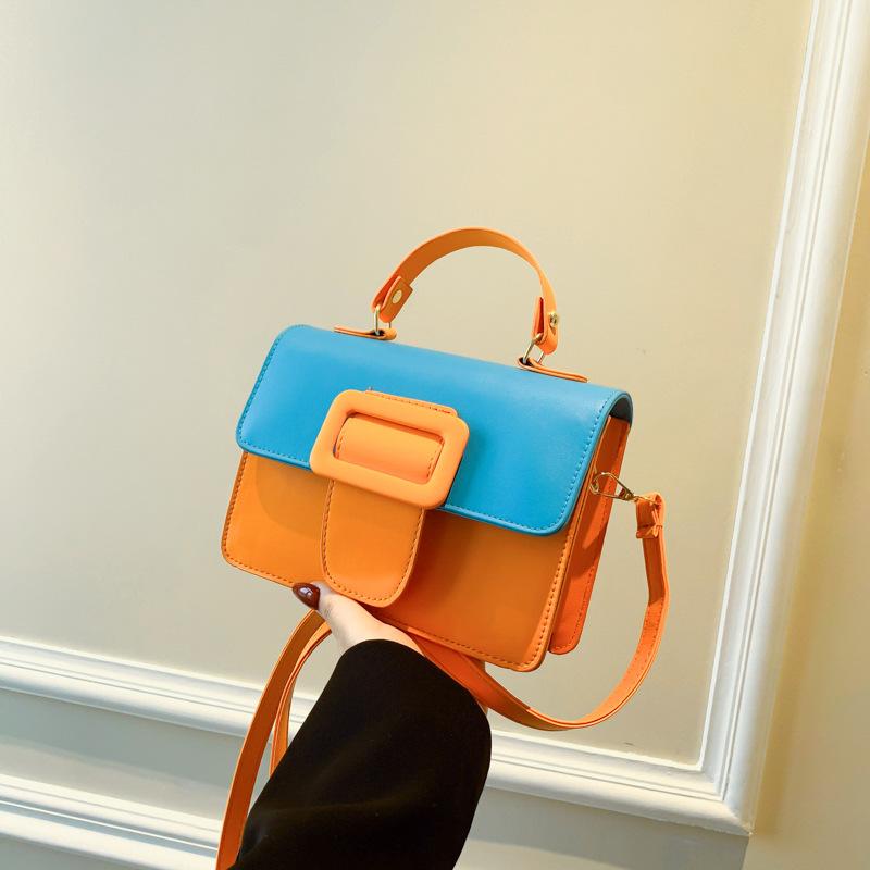 Contrasting Color Fashion Handbag Spring Versatile Foreign Style Shoulder Messenger Bag Small Square Bag Women