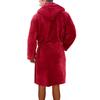 Long Sleeve Pocket Belt Solid Color Men Bathrobe Winter Warm Hooded Long Fleece