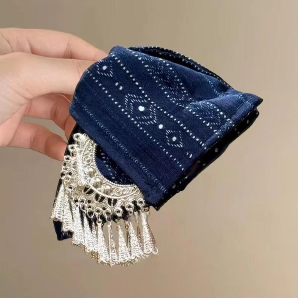 Tassel Triangle Shark Clip Silver Hair Accessory Elegant Ethnic Style Hair Claw Travel