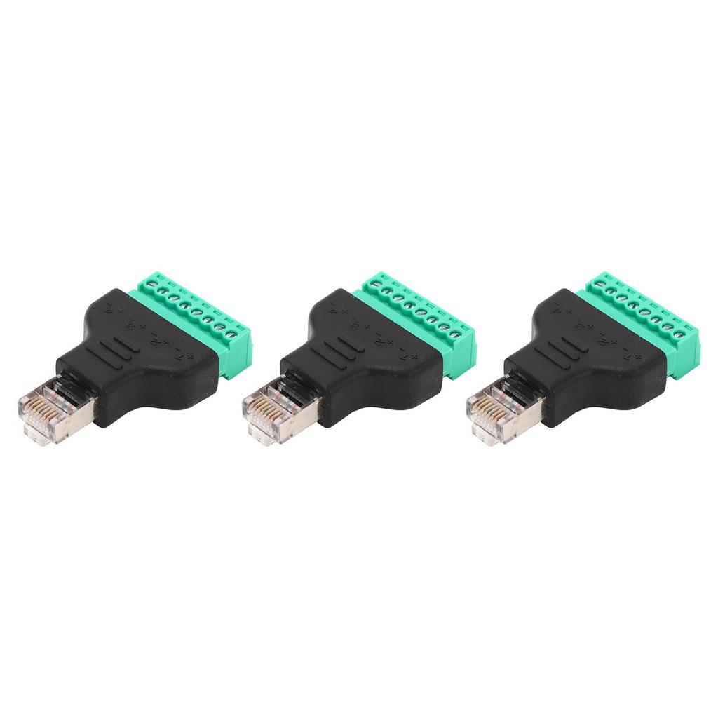 3Pcs RJ45 Screw Terminal Adapter RJ45 Female Thread To 8 Pin Network Connector Welding Free