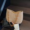 Seaside woven acrylic portable small square bag, new hard-shaped straw woven mobile phone bag, holiday messenger bag