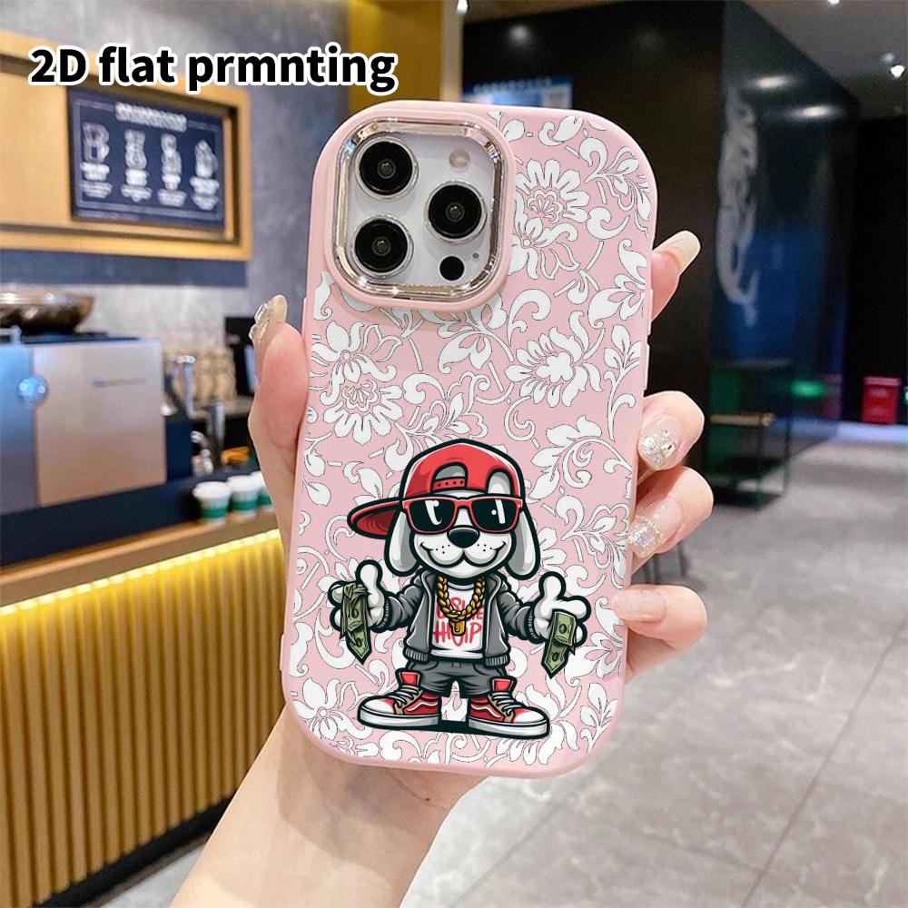 Phone Case: 2D flat design suitable for iPhone 18 17 16 15 14 13 Pro protective case, couple style, hip-hop puppy, Christmas and Halloween gift