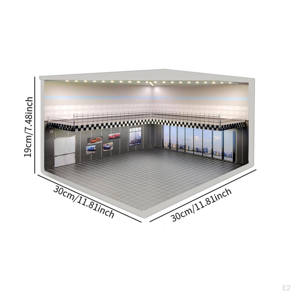 1/64 Модель парковки Коллекционные предметы Встроенные светодиодные фонари Литой автомобиль Дисплей Сцена Транспортного Средства