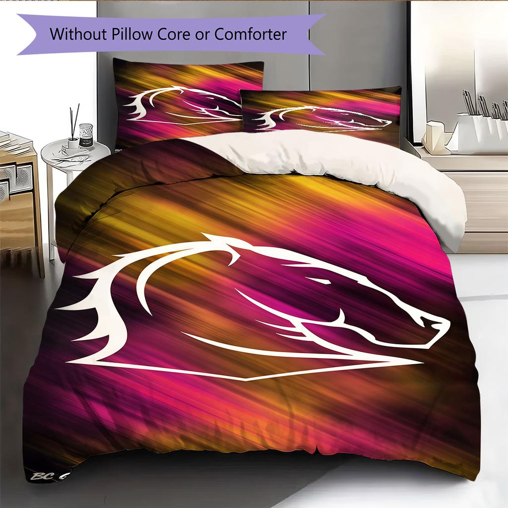 Broncos Spirit Bedding Quilt Set Quilt Cover Pillowcase Home Decoration Birthday Gift (1 * duvet cover + 2 * pillowcase, without core)