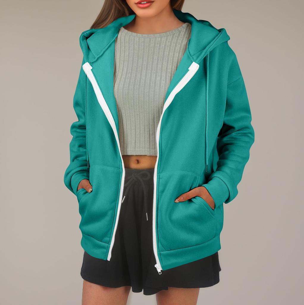 Женская толстовка с капюшоном, однотонная, с длинными рукавами, свободная спортивная куртка с капюшоном