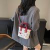 Large Capacity Cherry Crossbody Bag Cherry Pendant Square Tote Bag Bucket Shoulder Bag  Outdoor