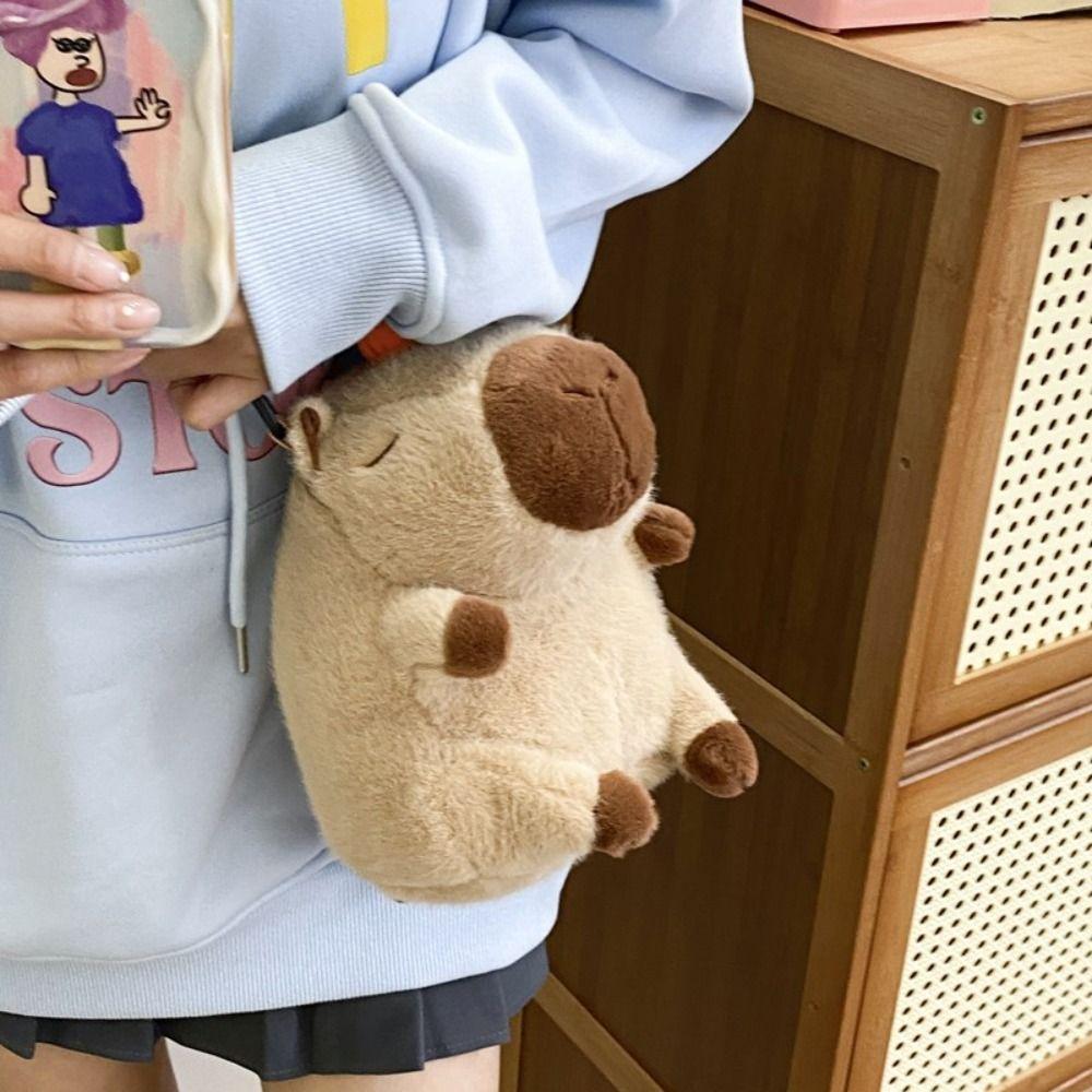 Warm Capybara Crossbody Bag Plush Shoulder Bag New Capybara Plush Backpack for Girls