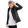 Women Faux Leather Jackets Hooded Full Sleeve Slim Fit Jacket Zipper Spliced Coats Solid Casual Streetwear Autumn