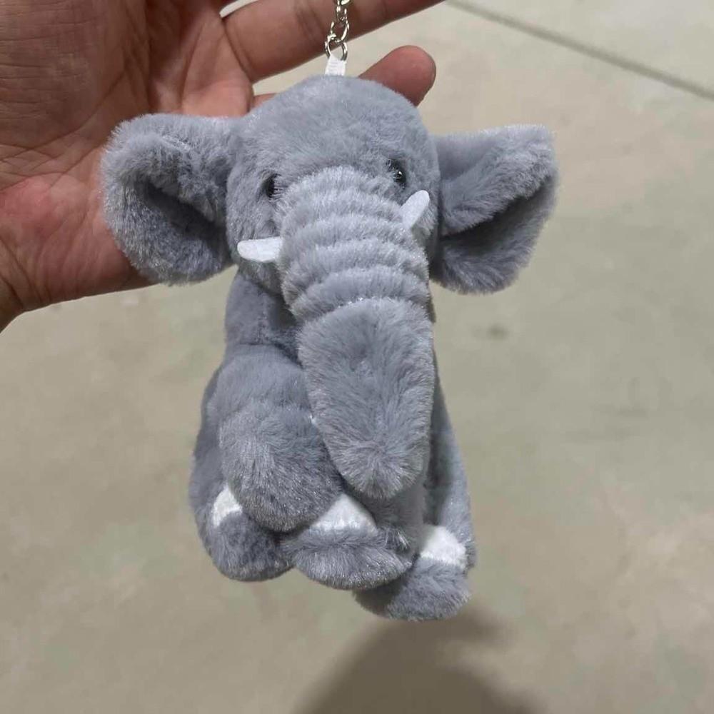Cute Cartoon Elephant Keyring Polyester Animal Bag Pendant Love Pompom Plush Stuffed Keychain Kids