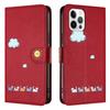 Suitable for Apple 16 Pro Max phone case, iPhone 15 leather case, cartoon painted case, flip cover with card slot, 14 protective case