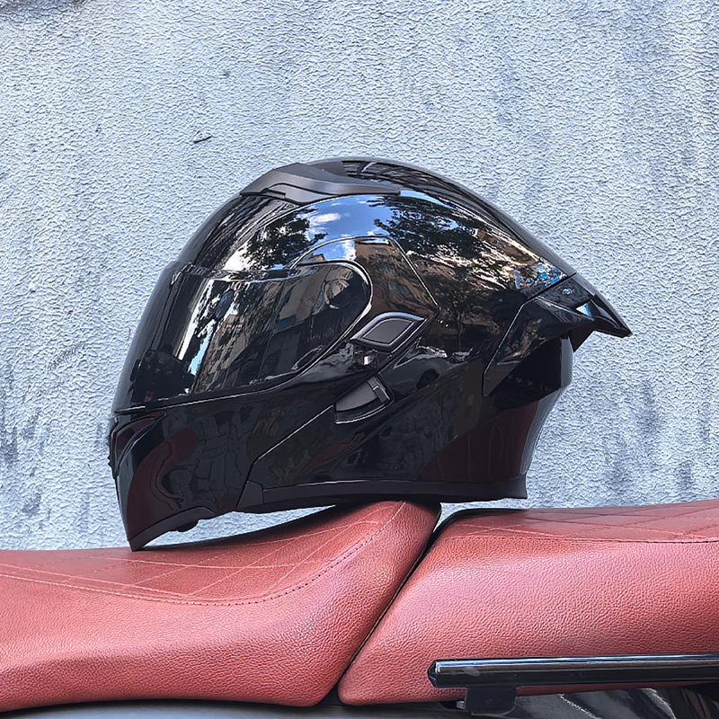Orz motorcycle helmet peel-off helmet double lens big tail locomotive racing helmet running helmet men and women keep warm in winter