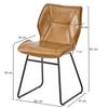 Dining Chairs Set of 2, Faux Leather Chairs with Metal Frame, Upholstered Kitchen Chairs for Dining Room, Living Room, Office, Cognac Brown
