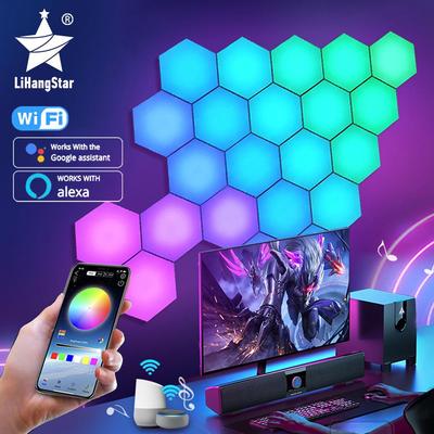RGB Bluetooth светодиодный шестигранный светильник, внутренний настенный светильник, приложение с дистанционным управлением, ночник, компьютерная игровая комната, прикроватное украшение для спальни