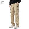 OVERPROTECTIONit Мужские вышитые свободные хлопковые брюки карго прямого кроя