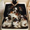 1Pc Cute Puppy Print Flannel Blanket, High quality Comfortable for All Seasons, Home Decor, Warmth and Comfort, Perfect for Christmas Gifts