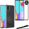 1 Transparent Protective Case + 2 Black Edge Tempered Glass for Samsung Galaxy A52 4G-5G with Toproduits® Stylus