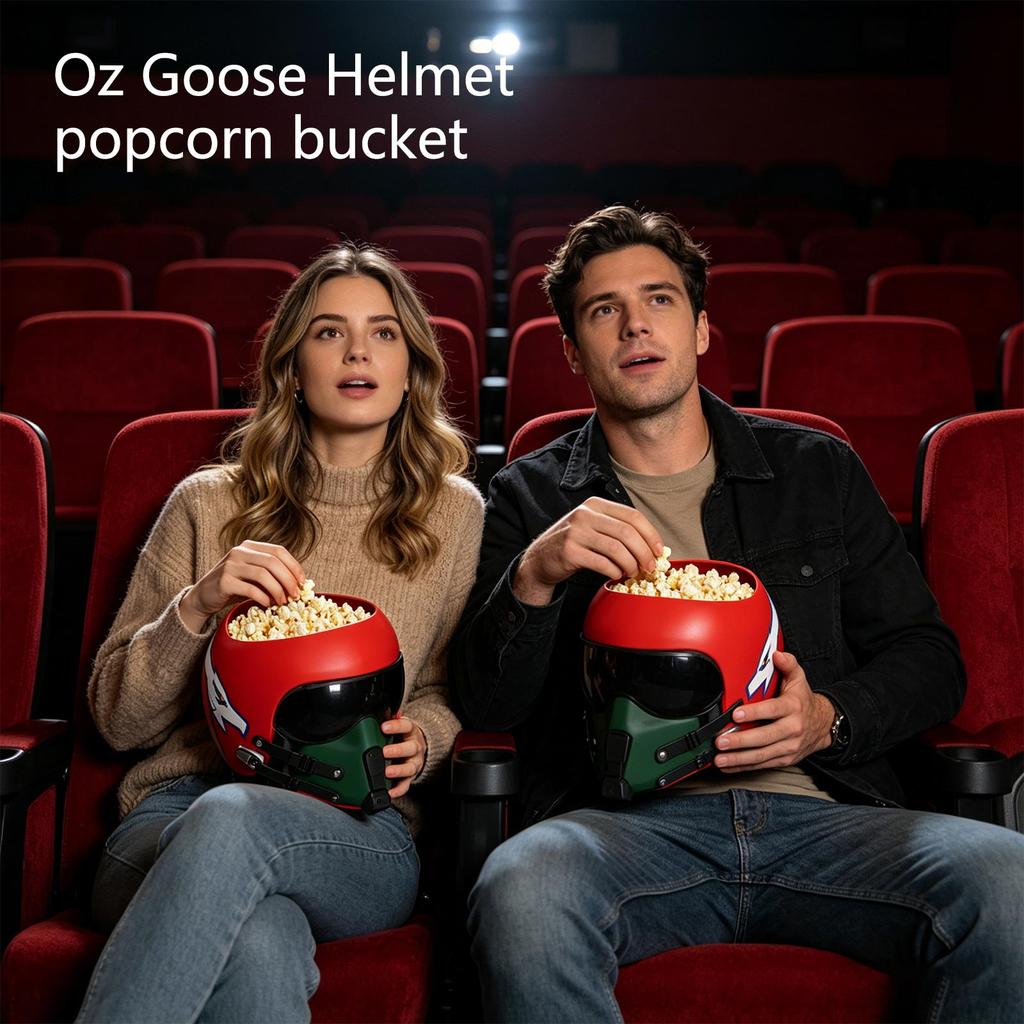 Aviation-Inspired Helmet Shaped Popcorn Bucket with Removable Visor and Detailed Printed Graphics for Collectors and Fans