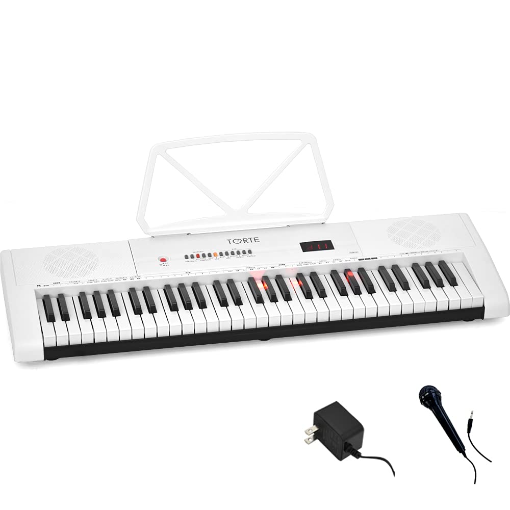 TORTE Optical Keyboard 61 Keys Japanese Notation 300 Voices Lightweight Slim Design For Beginners White TLDK-61/WH (music Stand/power