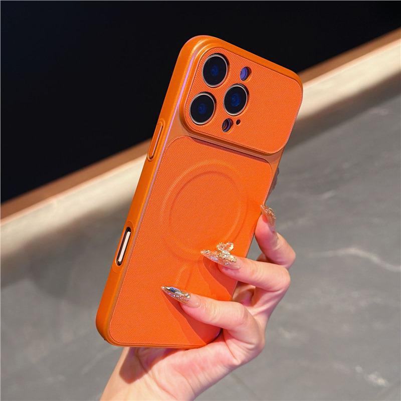 Магнитный защитный чехол с текстурой кожи, противоударный, для iPhone 17 и Apple 16 Promax, полное покрытие, большое окно