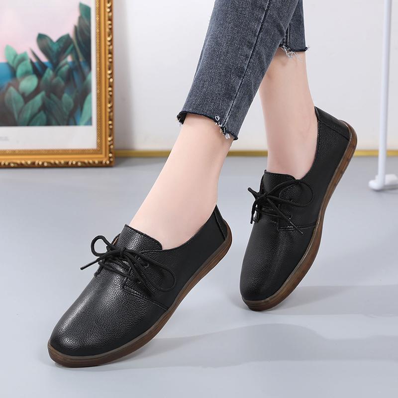 Женские белые туфли на плоской подошве, мокасины для вождения, повседневные черные туфли для ходьбы в стиле минимализма для мам, большой размер