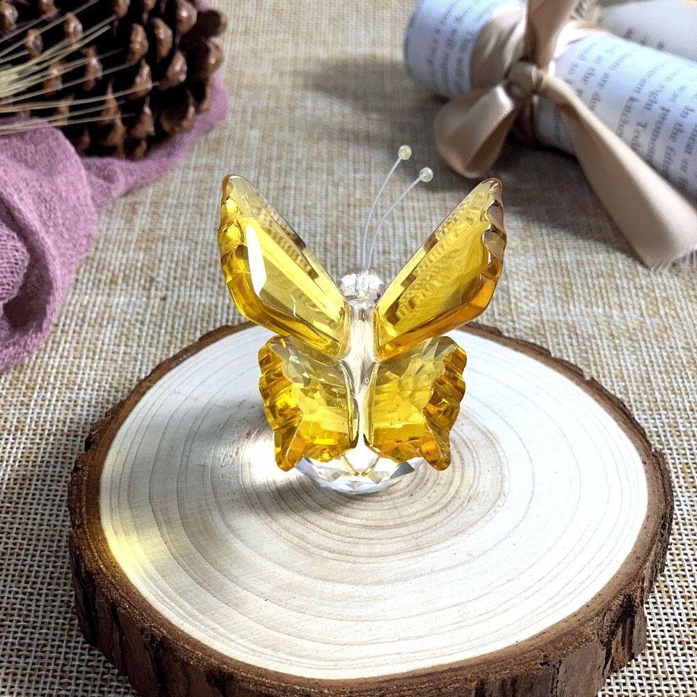Paperweight Table Ornaments Glass Craft Crystal Butterfly Figurine Crystal Ball Glass Miniature