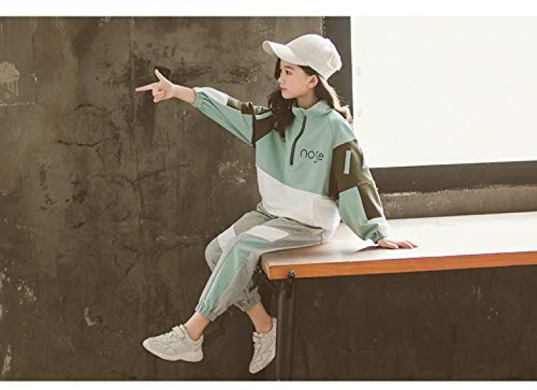 Длинный верх и низ спортивный корейский стильный L01 [ANGELCITY] Джерси, Детская одежда, Толстовка для девочек, Рукав, Комплект, Комплект из 2 предметов, Простой, Одежда,