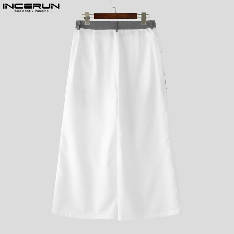 INCERUN Мужские брюки повседневные на молнии с заплатками длинные