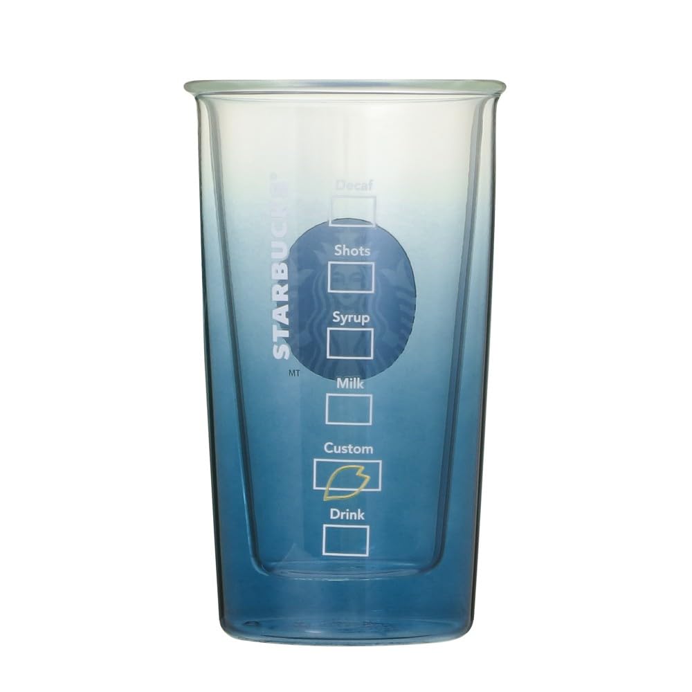 Starbucks SAKURA2025 Double-Wall Heat-Resistant Glass, Night Blue Gradient, 355ml, Sakura Design