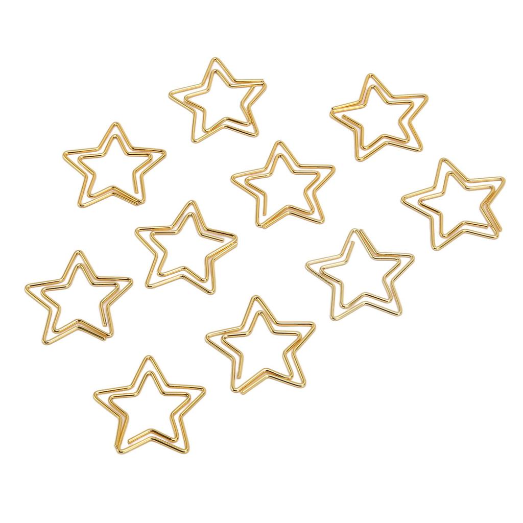 100pcs Star Paper Clips Skid Resistance Plating Process Rust Resistant Cute Paperclips for Office Sc