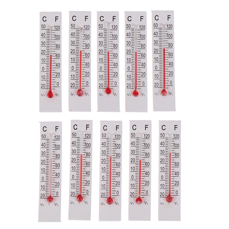 10 Pcs 5Cmx1.1Cm Miniature Paper Cardboard Thermometer Indoor -20-50 Celsius