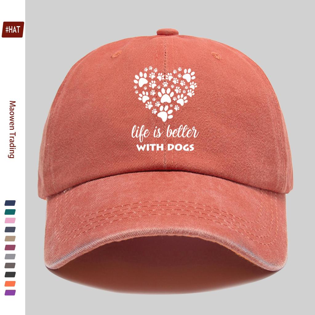 pc HeartShaped Paw Print Dog Lover Pattern Printed Baseball Cap Casual Decorative Design Sun Hat Comfortable And Lightweight