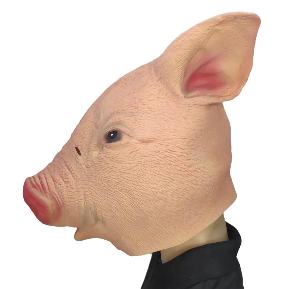 Pig Head Mask Holiday Pet Pink Pig Dress Up Twelve Zodiac Pig Head Cover Two Senior Brother Funny Latex Face Mask
