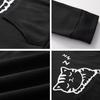 Women Fall Winter Hoodie with Big Pocket Cat Ear Decor Kitty Printing Hooded Full Sleeves Loose Pullover Home School Sport Top