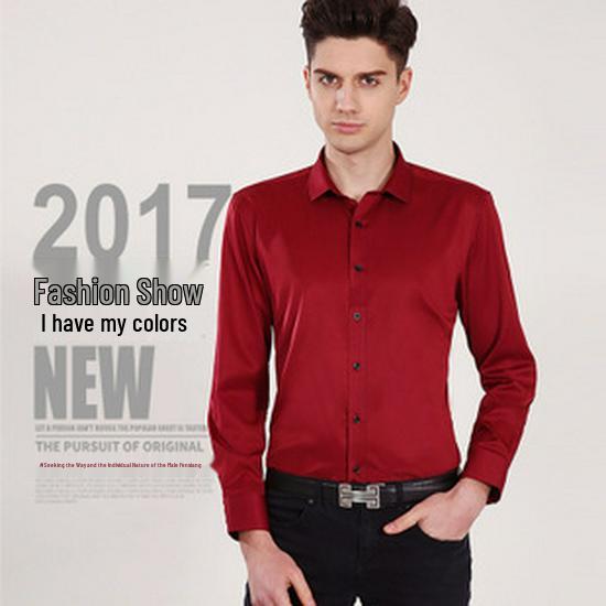 Мужская вечерняя рубашка с длинным рукавом, воротником-ласточкой, однотонная, для свадеб и фотостудий