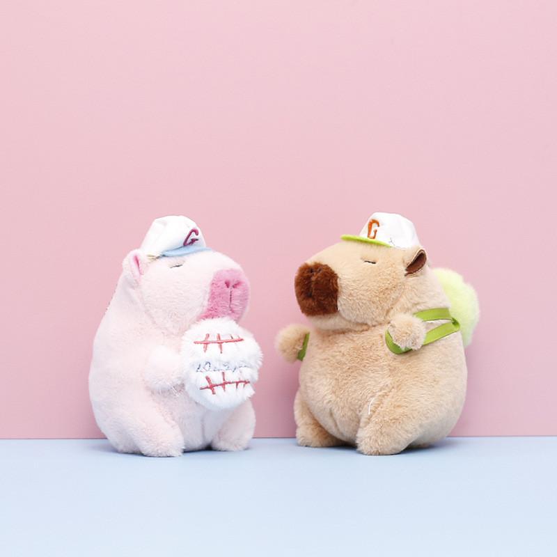 Plush Capybara Toy Keychain Cartoon Stuffed Doll Decoration Pendant Gift Cute