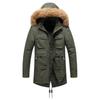 Winter Hooded Winter Men's Cotton-padded Jacket Medium and Long Fleece Thickened Dad Cotton-padded Jacket