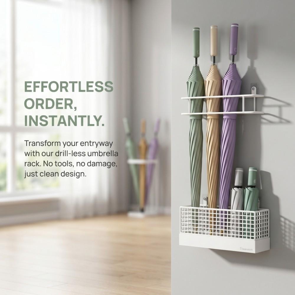 Rust-Resistant Umbrella Holder Wall-Mounted Umbrella Stand Modern Umbrella Storage Rack Dorm